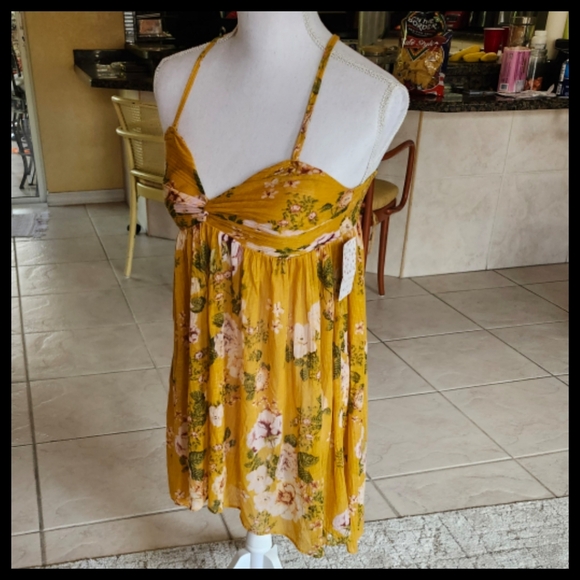 NWT Free People Mirage Tunic Tank Babydoll Yellow Fairy Whimsical Size Small● - Picture 7 of 10